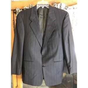 Hickey Freeman Black Pinstripe Wool Single Breasted Two Button Blazer 40R